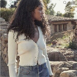 DÔEN Lavinia Cardigan Sweater in Cream EUC RARE